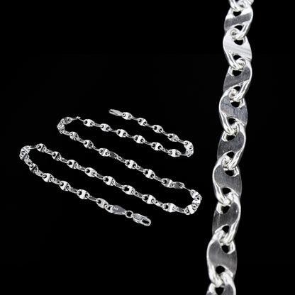 925 Sterling Silver Unisex Puffed Mariner Neck Chain 20"