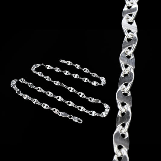 925 Sterling Silver Unisex Puffed Mariner Neck Chain 20"