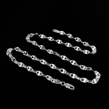 925 Sterling Silver Unisex Puffed Mariner Neck Chain 20"