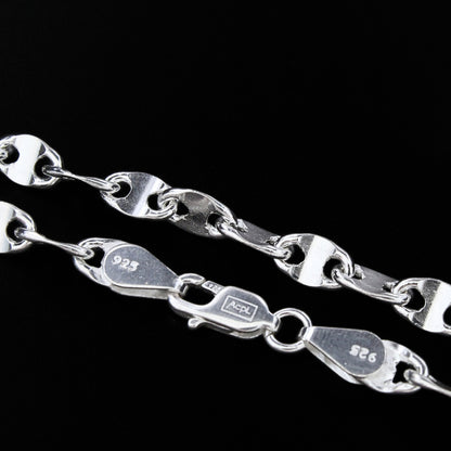 925 Sterling Silver Unisex Puffed Mariner Neck Chain 20"