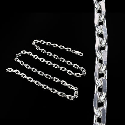 925 Real Sterling Silver Unisex Oval Cable Neck Chain 20"