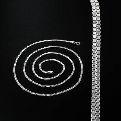 Daily wear Real 925 Sterling Silver box design Neck Chain 24"