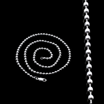 Ball Design beaded 925 Sterling Silver Unisex Neck Chain 18"