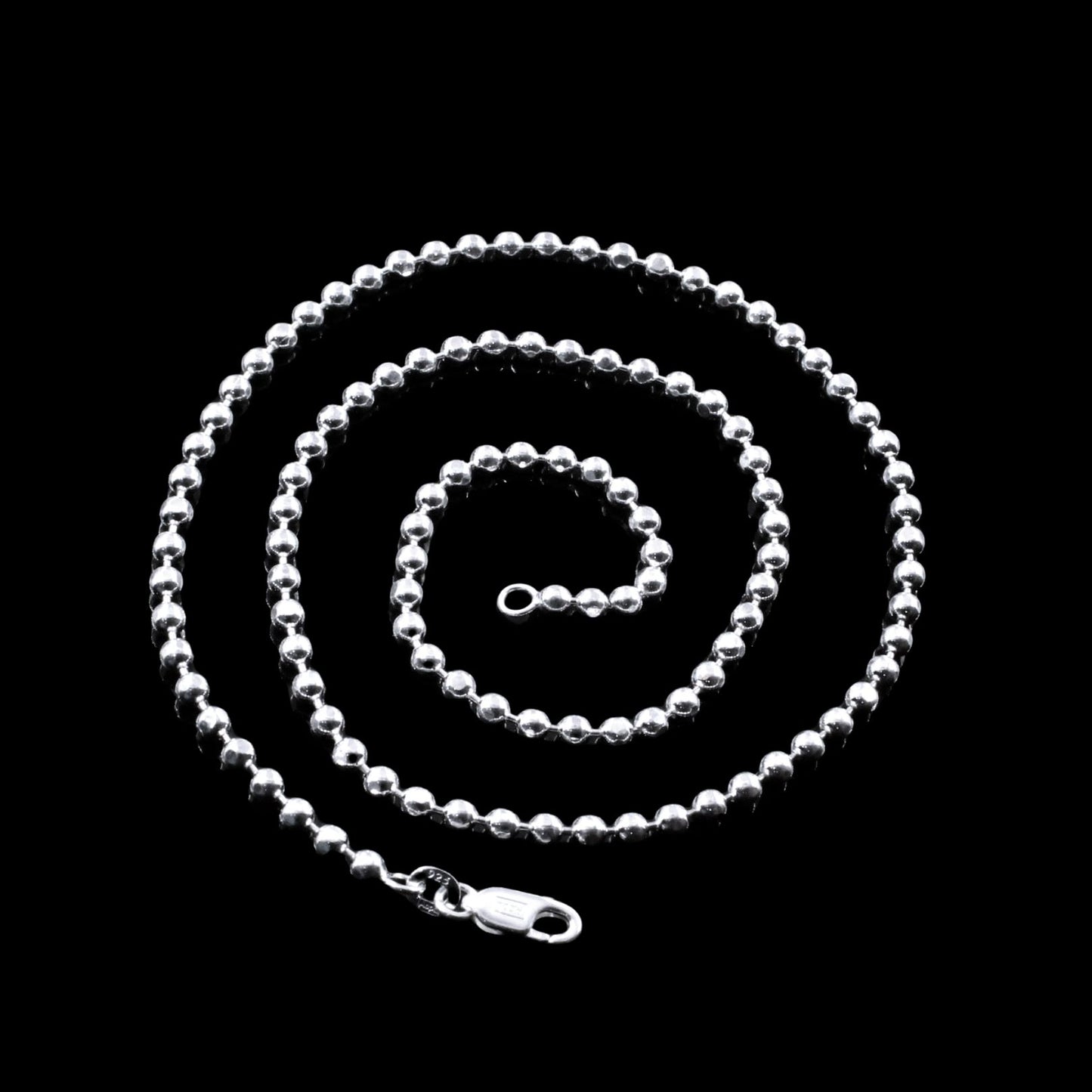 Ball Design beaded 925 Sterling Silver Unisex Neck Chain 18"