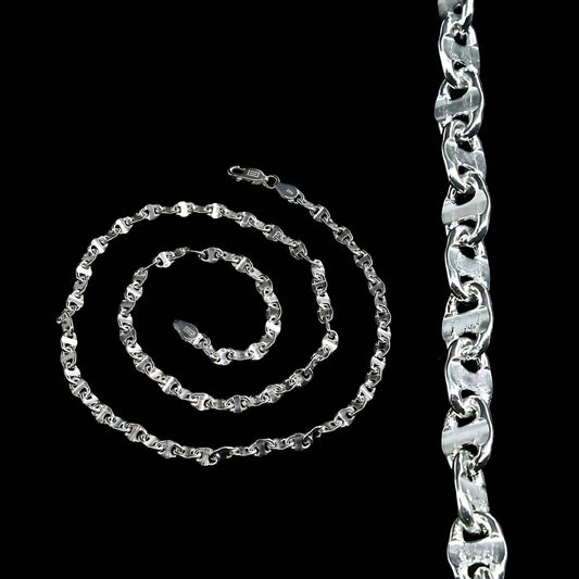 20" 925 Sterling Silver fabulous Puffed Mariner Unisex Neck Chain 20"