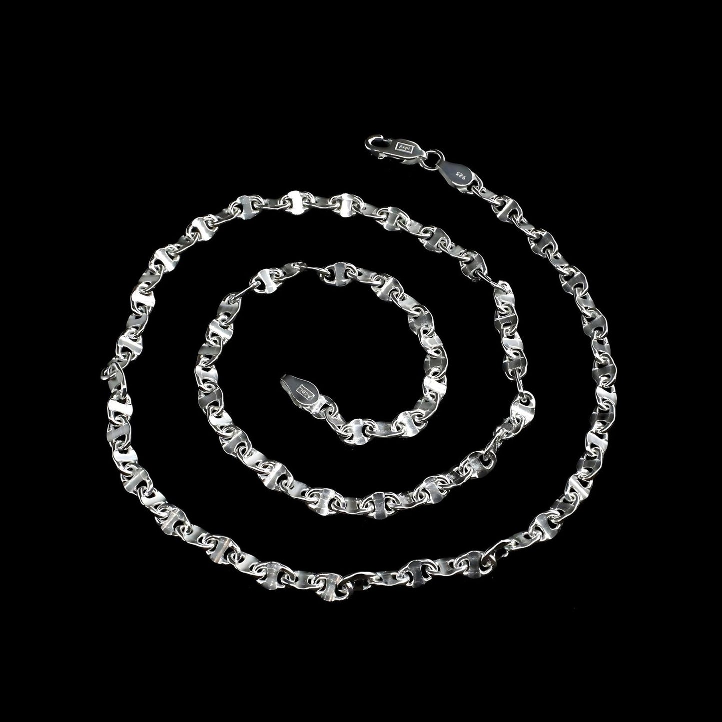 20" 925 Sterling Silver fabulous Puffed Mariner Unisex Neck Chain 20"