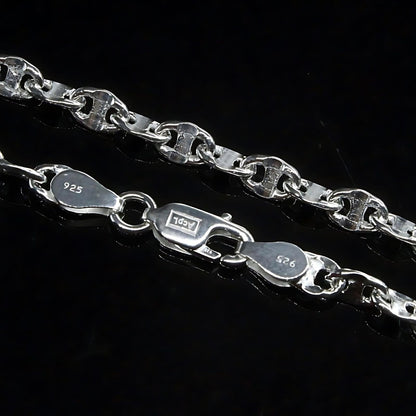 20" 925 Sterling Silver fabulous Puffed Mariner Unisex Neck Chain 20"