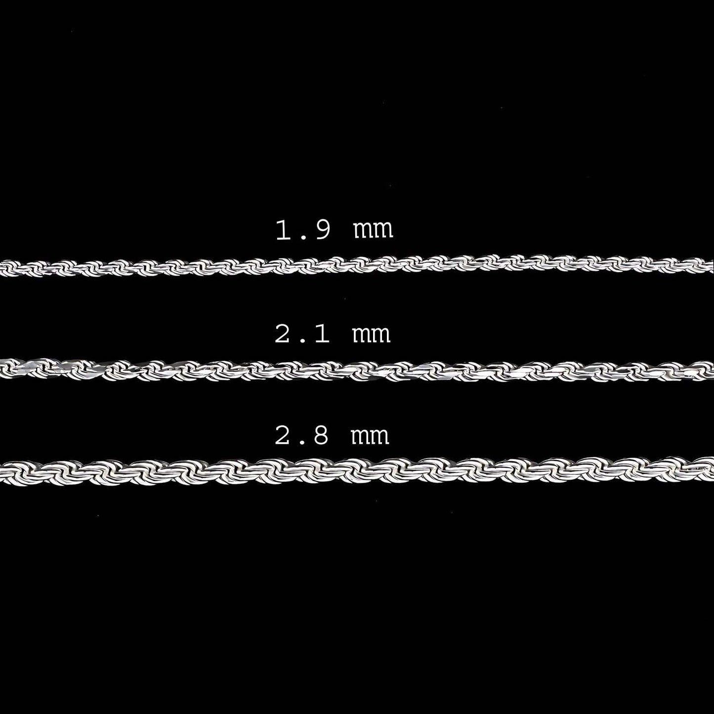 18" 925 Sterling Silver fabulous Rope chain Unisex Neck Chain