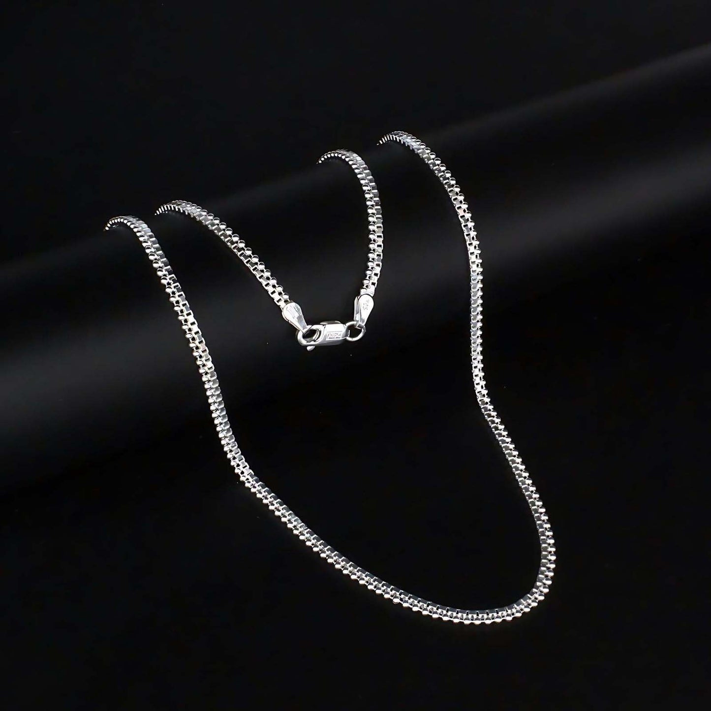 20" Box/Beaded Real 925 Sterling Silver unique trendy Unisex Neck Chain