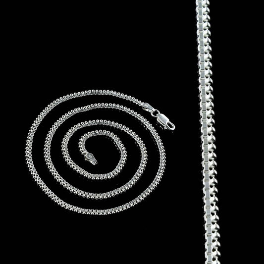 20" Box/Beaded Real 925 Sterling Silver unique trendy Unisex Neck Chain