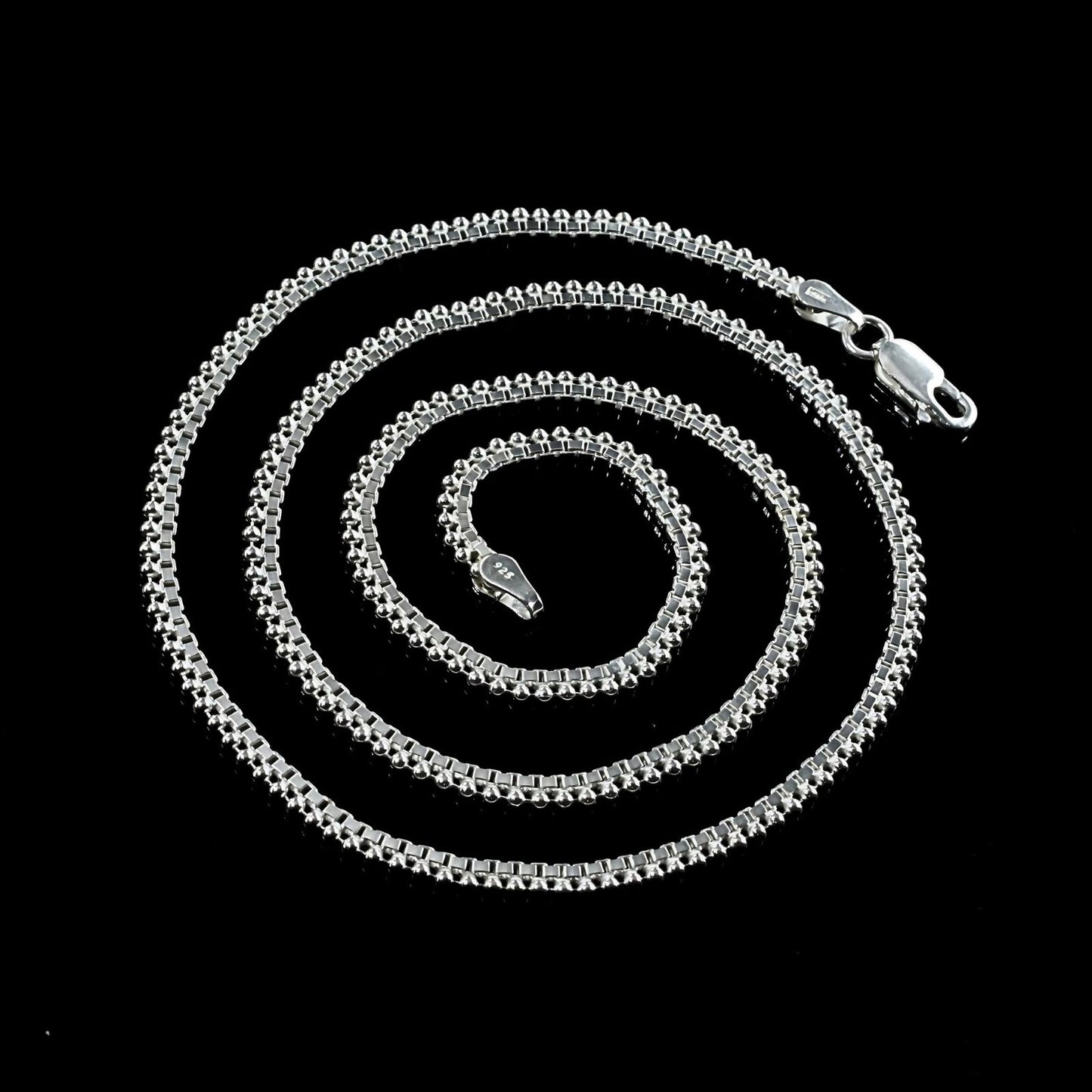 20" Box/Beaded Real 925 Sterling Silver unique trendy Unisex Neck Chain