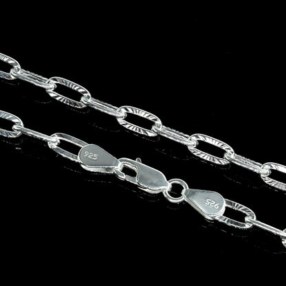 20" 925 Sterling Silver Paper Clip Link jewelery for Men's Women's Neck Chain