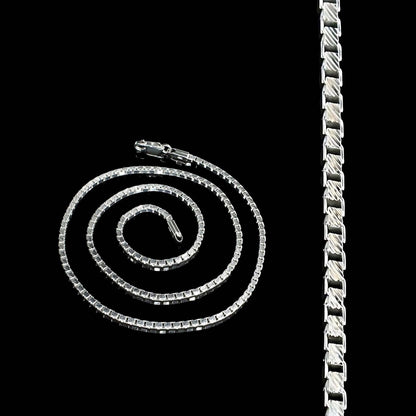 20" 925 Sterling Silver amazing Box Style Unisex Neck Chain