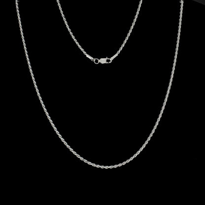 925 Sterling Silver rope design beach wear Unisex Neck Chain 24"