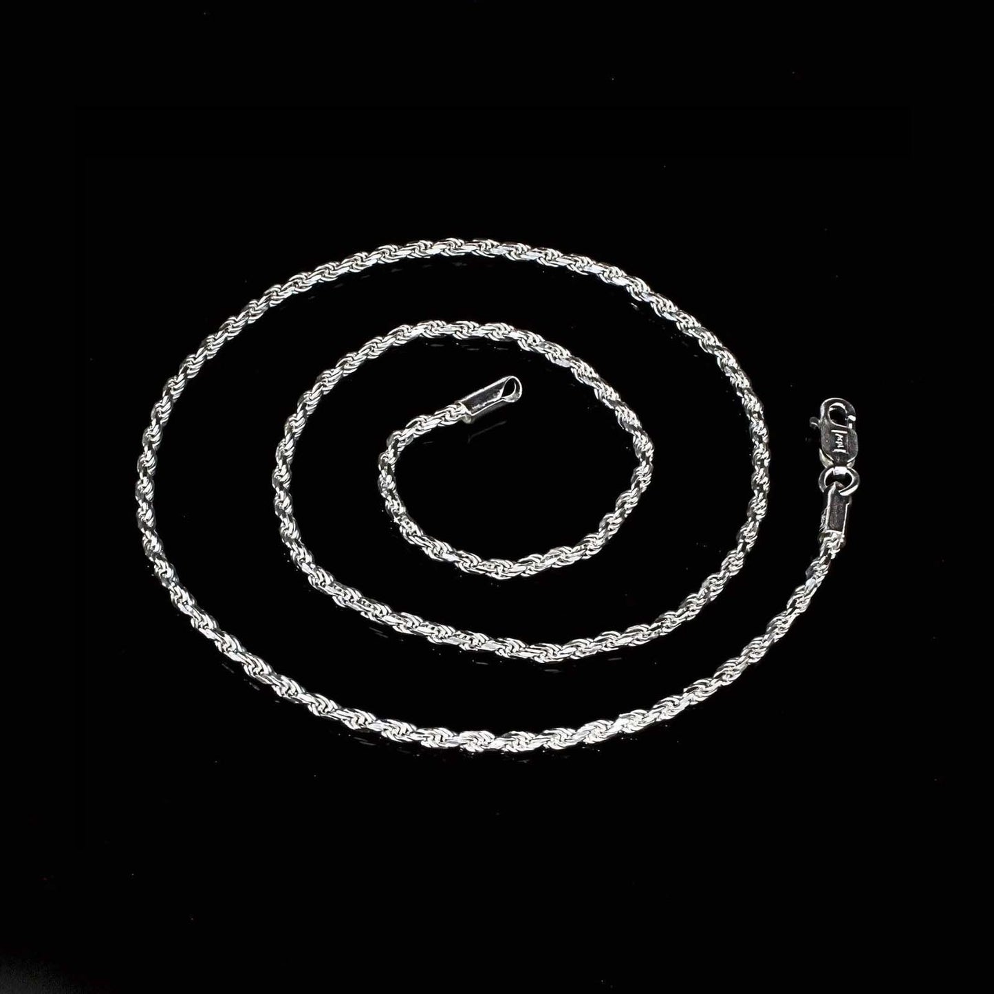 925 Sterling Silver rope design beach wear Unisex Neck Chain 24"