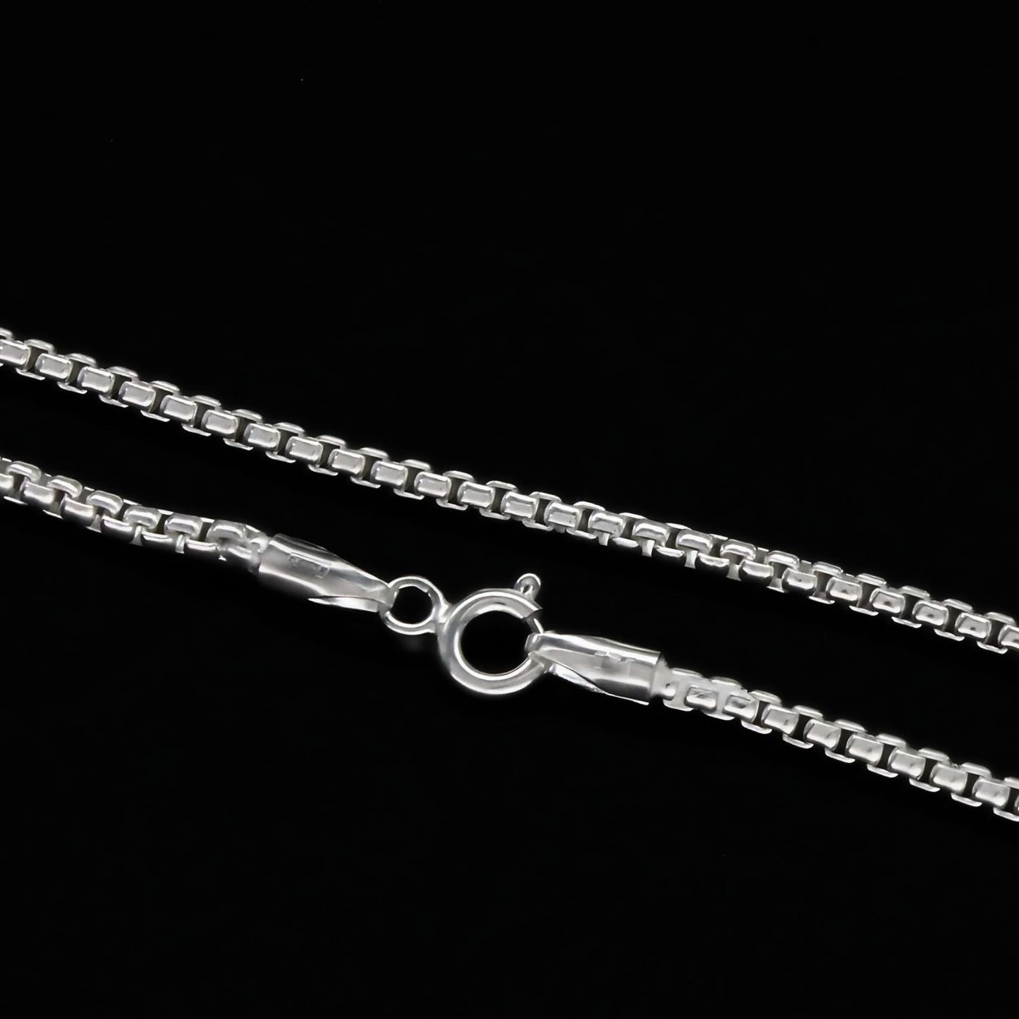 925 Sterling Silver stylish box design Unisex Neck Chain 24"