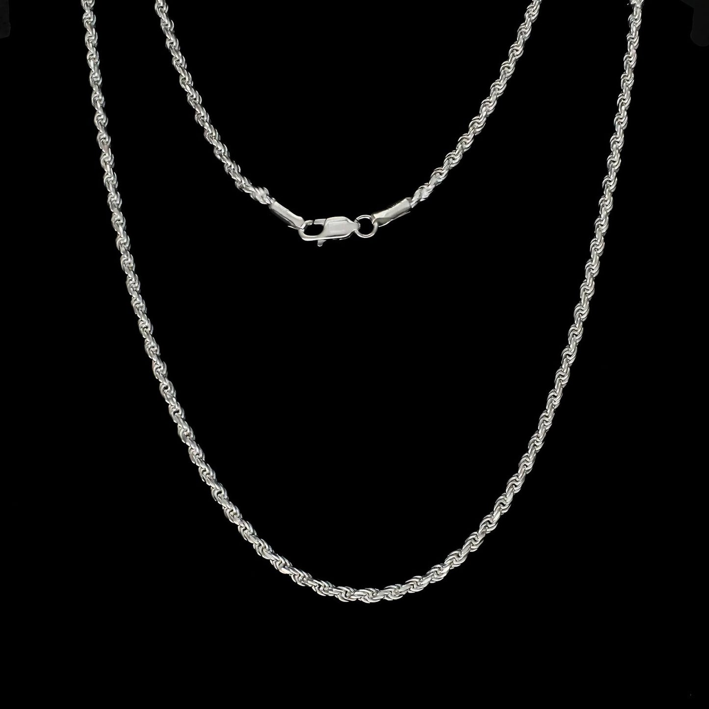 925 Sterling Silver rope design Unisex Neck Chain 20"