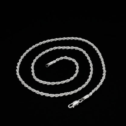 925 Sterling Silver rope design Unisex Neck Chain 20"