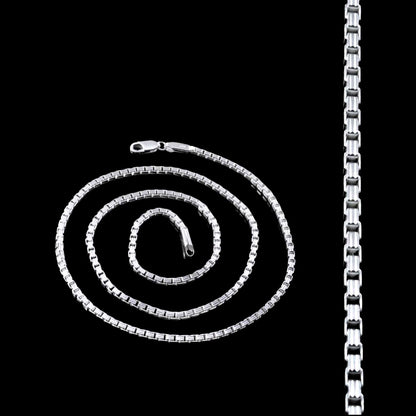 Stylish Fancy Box 925 Sterling Silver Unisex Neck Chain 19.5"