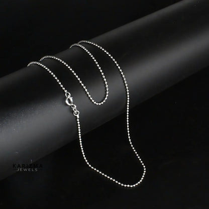 New Trendy 925 Sterling Silver beaded Unisex Neck Chain 18"