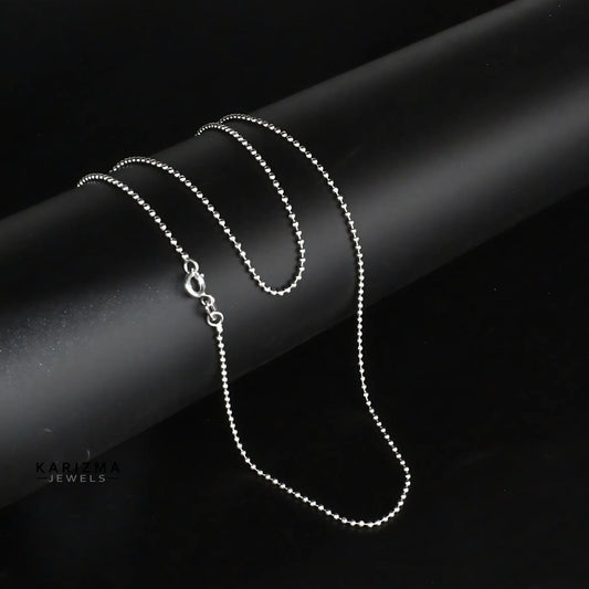 New Trendy 925 Sterling Silver beaded Unisex Neck Chain 18"