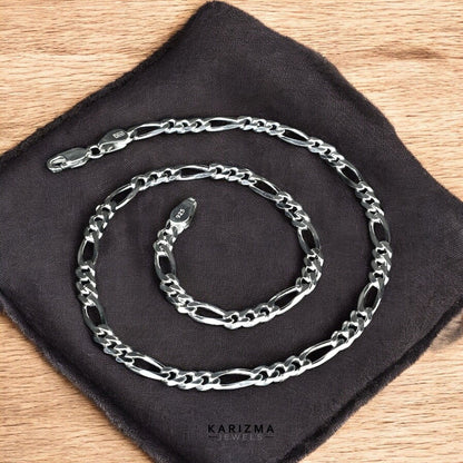 925 Sterling Silver Excellent Figaro style Unisex Neck Chain 15"
