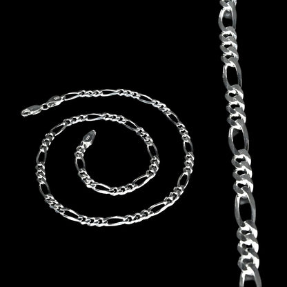 925 Sterling Silver Excellent Figaro style Unisex Neck Chain 15"