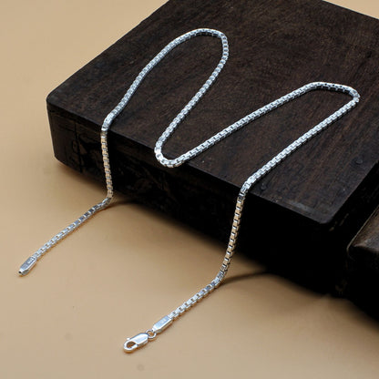 Stylish Fancy Box 925 Sterling Silver Unisex Neck Chain 19.5"