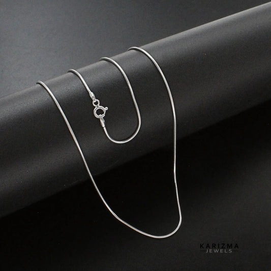 925 Sterling Silver Unisex daily wear snake Neck Chain 18"