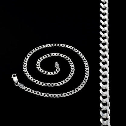 Real 925 Sterling Silver Unisex regular style Cuban Link Neck Chain 15"