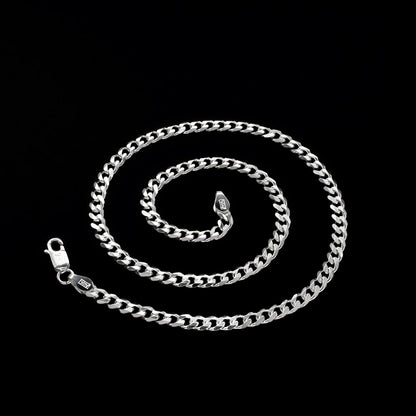 Real 925 Sterling Silver Unisex regular style Cuban Link Neck Chain 15"