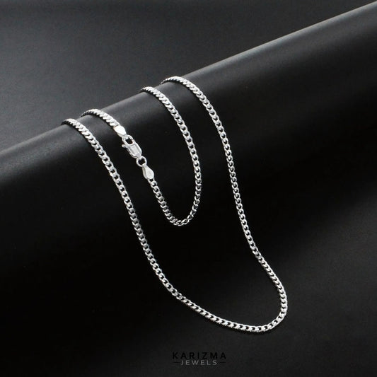2.8MM Real 925 Sterling Silver Unisex daily wear Cuban Neck Chain 20"