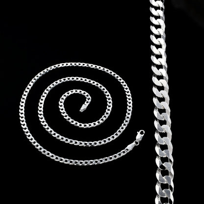 Real 925 Sterling Silver Excellent Cuban Link Neck Chain 20"