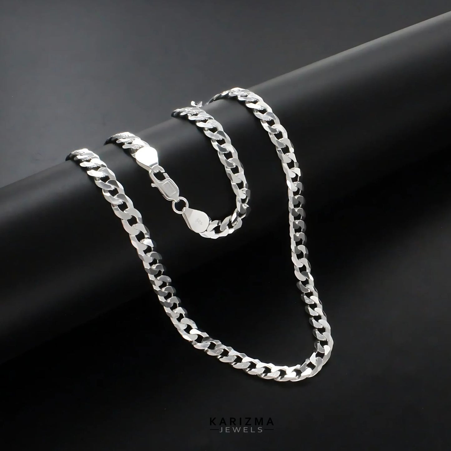 Trendy Real 925 Sterling Silver Cuban Link Men's Neck Chain 20"