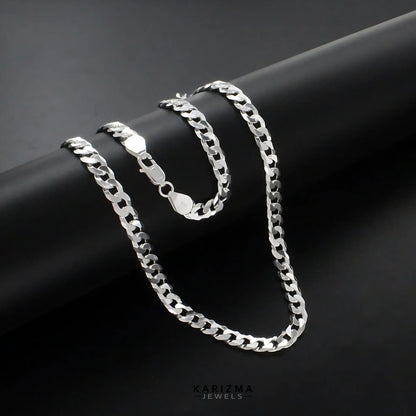 Trendy Real 925 Sterling Silver Cuban Link Men's Neck Chain 20"