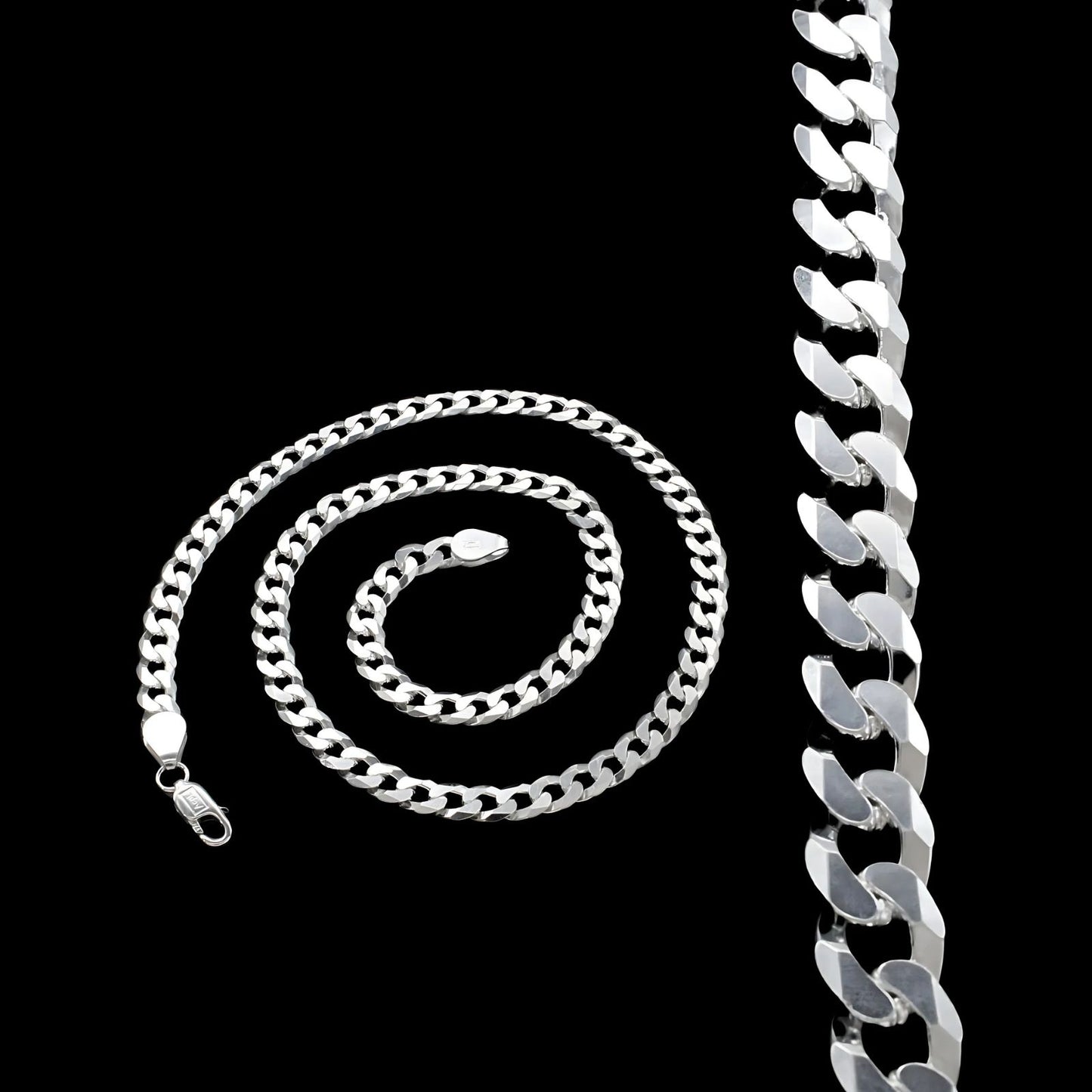 Trendy Real 925 Sterling Silver Cuban Link Men's Neck Chain 20"