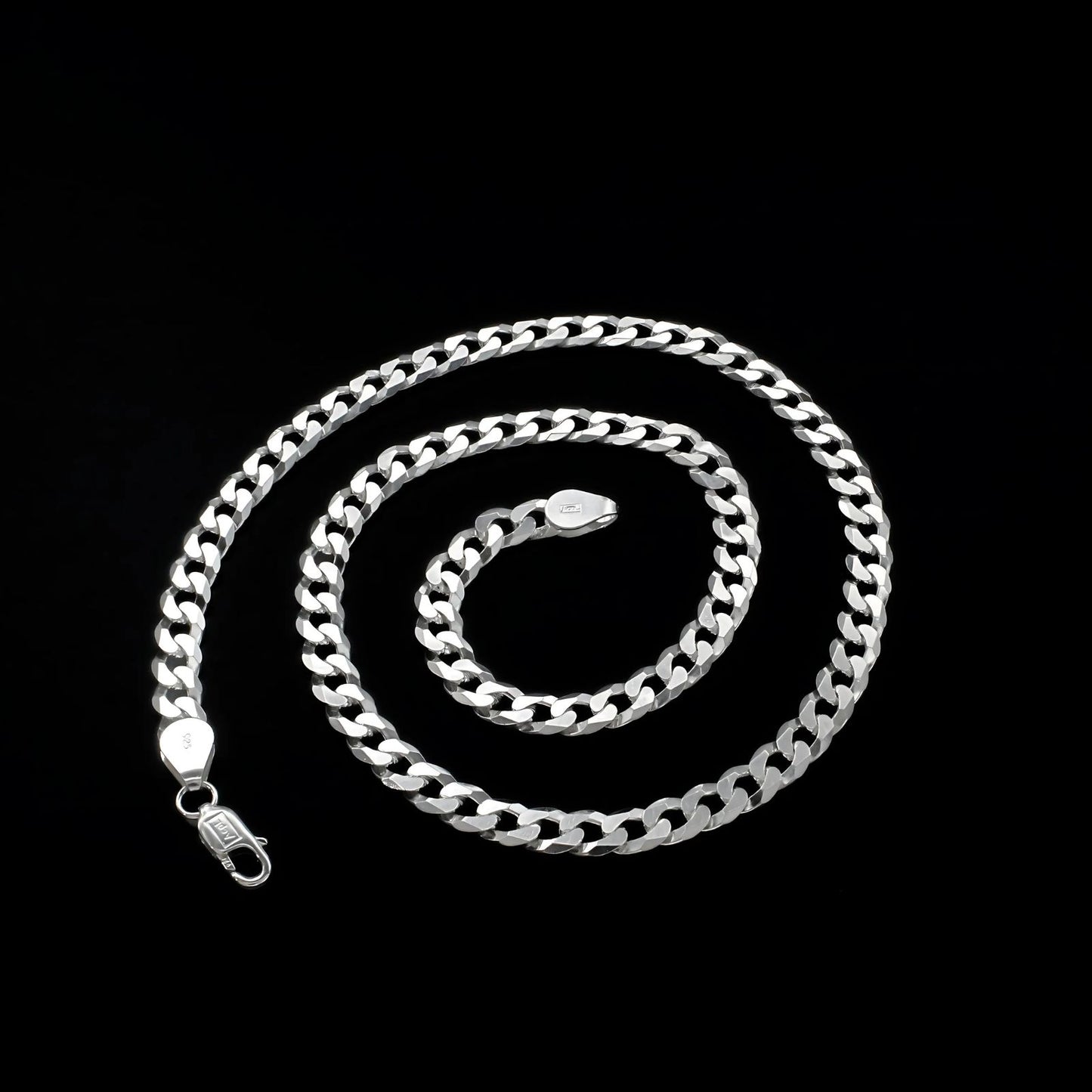 Trendy Real 925 Sterling Silver Cuban Link Men's Neck Chain 20"