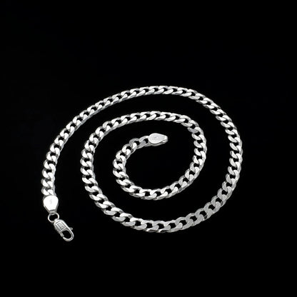 Trendy Real 925 Sterling Silver Cuban Link Men's Neck Chain 20"