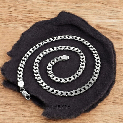 Trendy Real 925 Sterling Silver Cuban Link Men's Neck Chain 20"