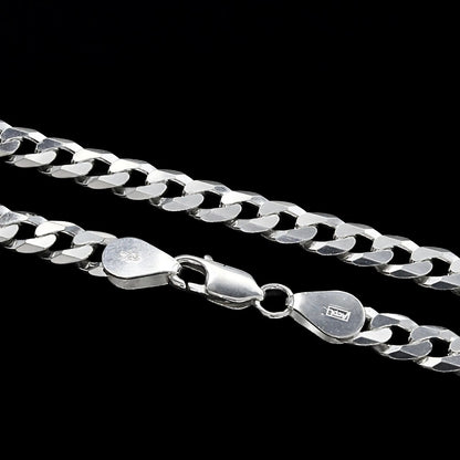 Trendy Real 925 Sterling Silver Cuban Link Men's Neck Chain 20"