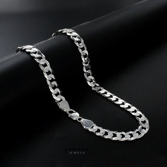 Real 925 Sterling Silver Excellent Cuban Link Men's Neck Chain 20"