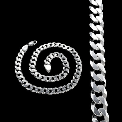 Real 925 Sterling Silver Excellent Cuban Link Men's Neck Chain 20"