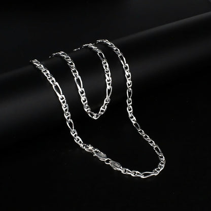 Real 925 Sterling Silver Figaro Link Unisex Neck Chain 24"