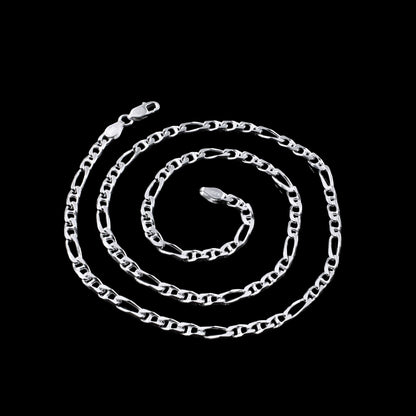 Real 925 Sterling Silver Figaro Link Unisex Neck Chain 24"