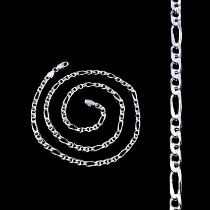 Real 925 Sterling Silver Figaro Link Unisex Neck Chain 24"