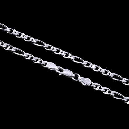 Real 925 Sterling Silver Figaro Link Unisex Neck Chain 24"
