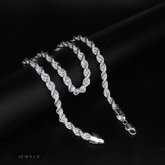 925 Sterling Silver heavy Rope Design Men's Neck Chain 24"