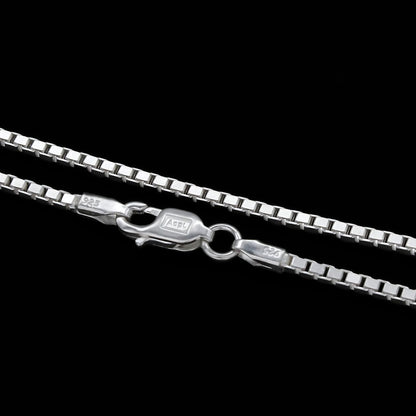 925 Sterling Silver Unisex handmade box design party wear Neck Chain 20"