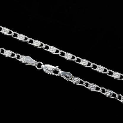 925 Sterling Silver  unique trendy Unisex JALEBI DESIGN Neck Chain 22"