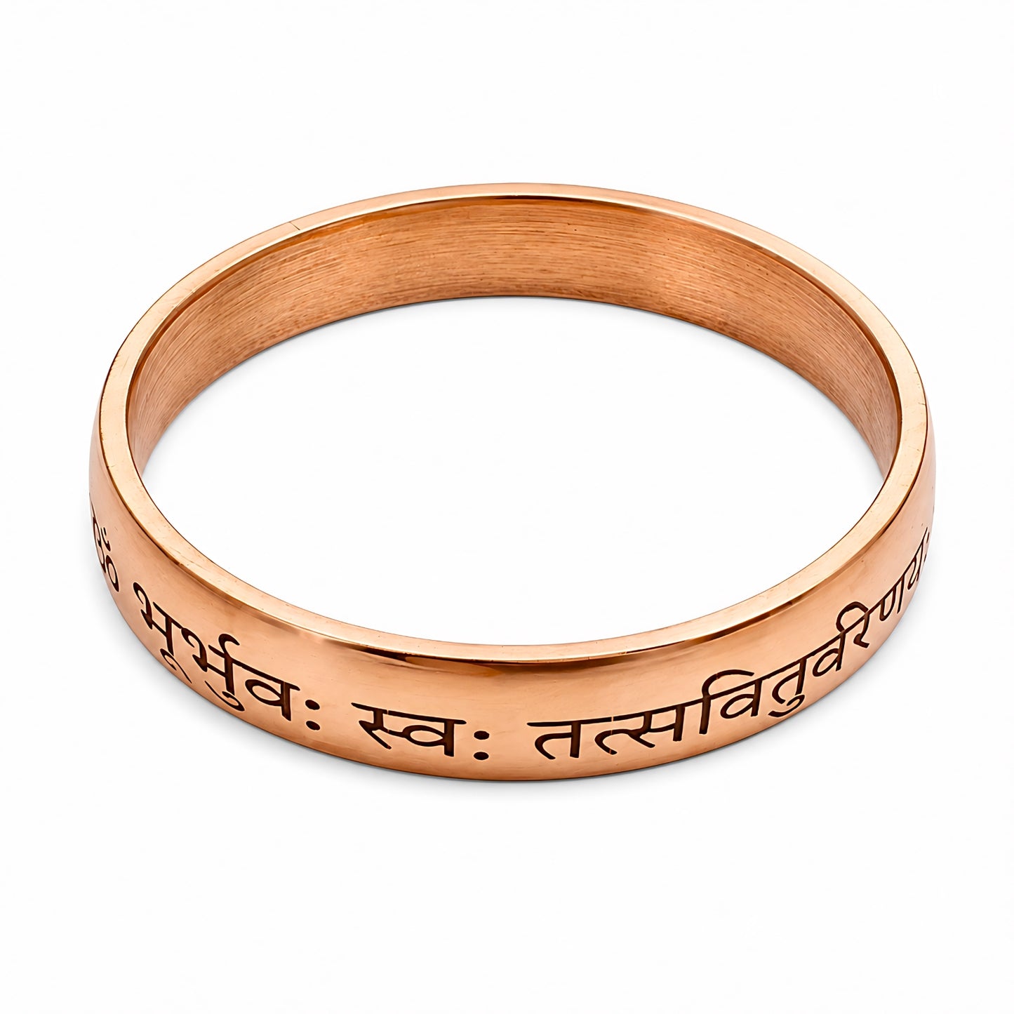 Heavy wide Engraved Gayatri Mantra Copper Kada for Men
